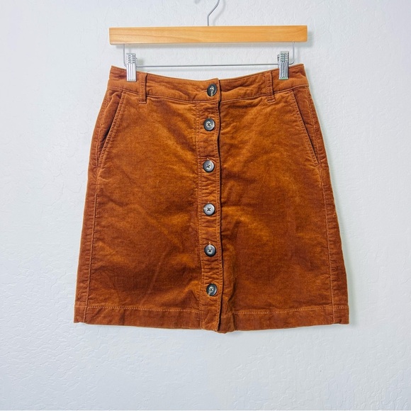 CABI Corduroy Brown Button Down Skirt Size 4 - Picture 1 of 7